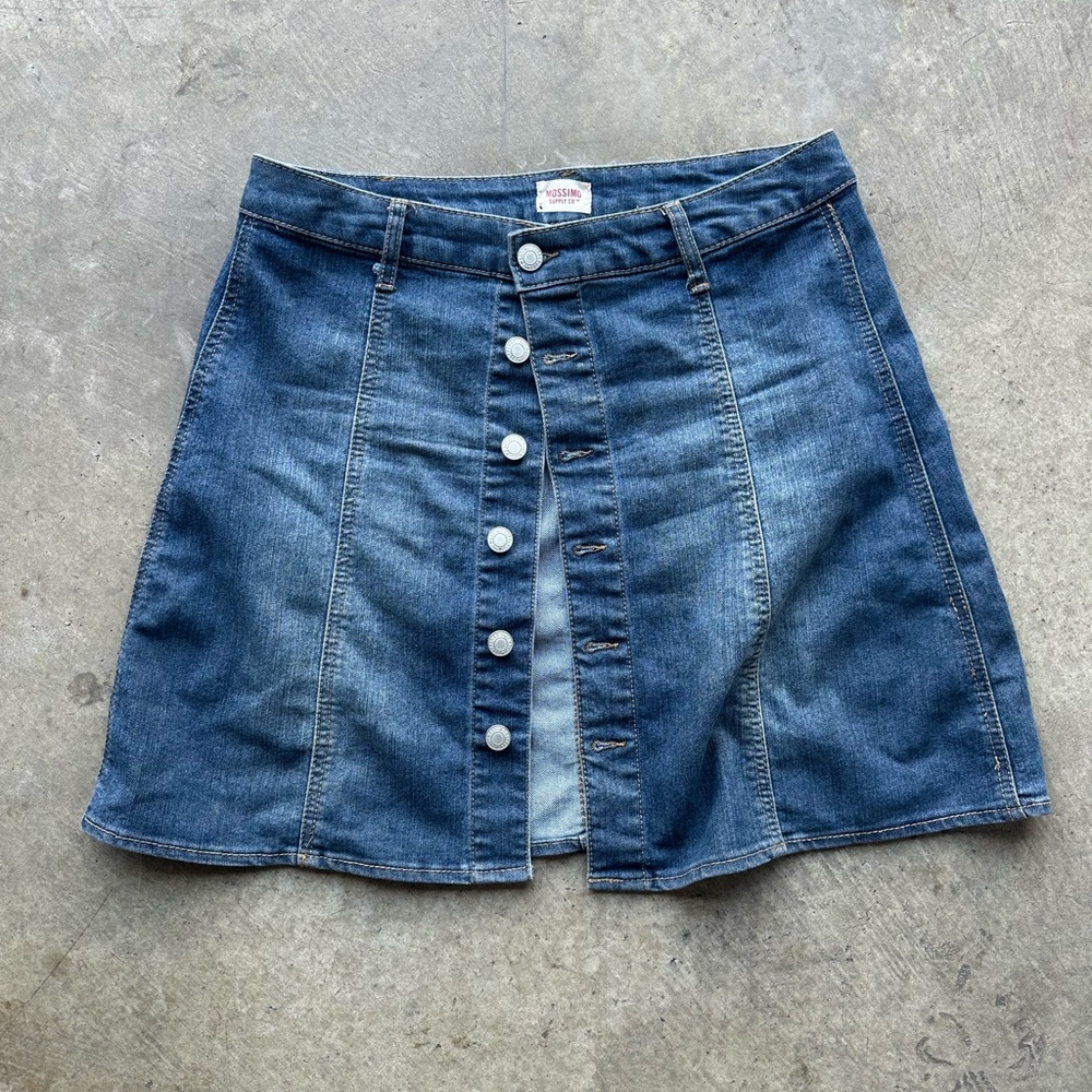 Denim Skirt 6 Button-Front Closure